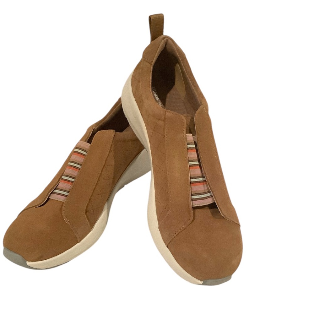 Lands End Tan Suede Slip On Sneakers Size 8 NWT Normcore Preppy